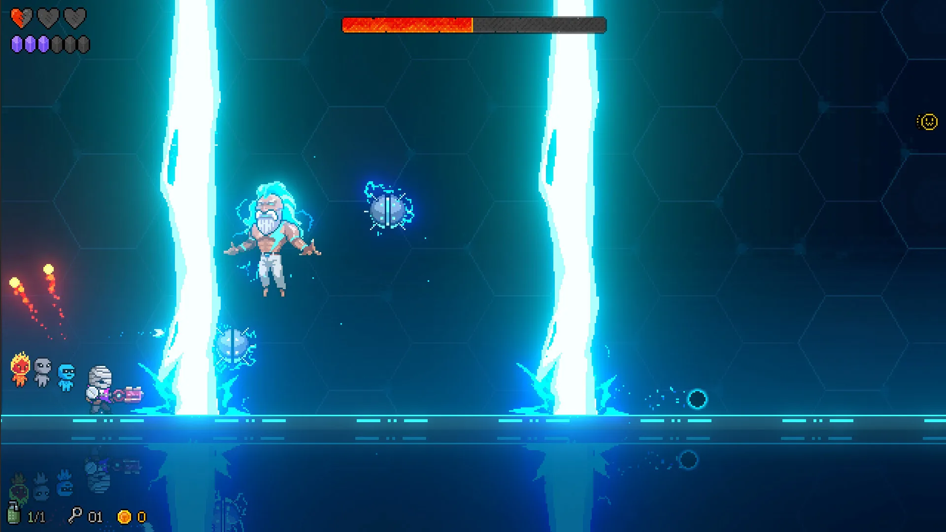 Neon Abyss Steam screenshot of a boss room