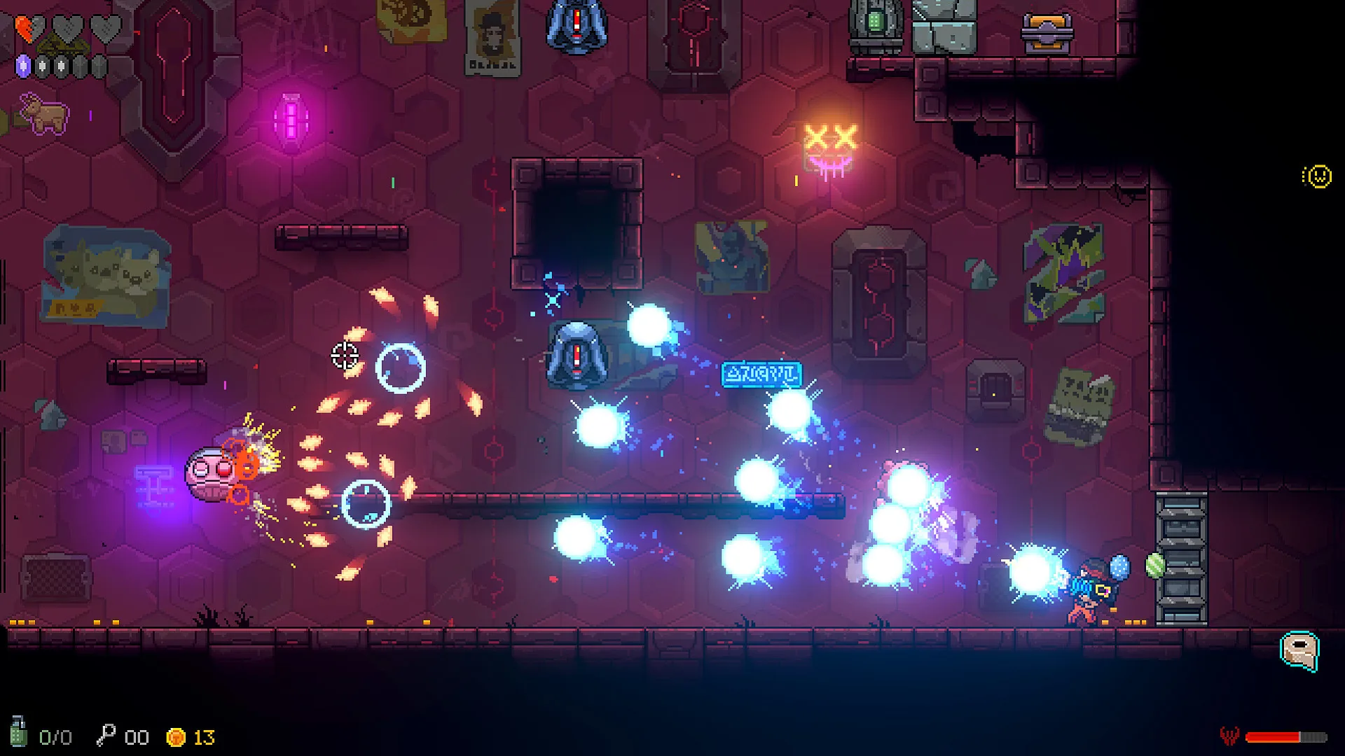 Neon Abyss Steam screenshot showing item pickups