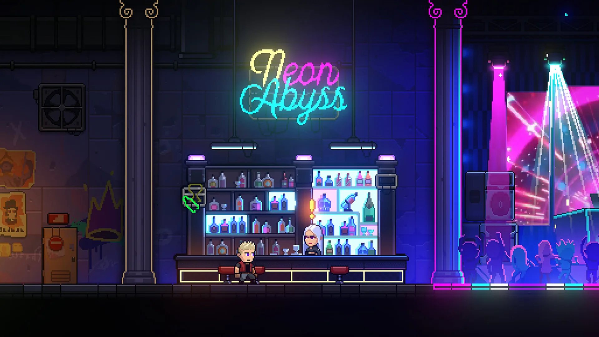 Neon Abyss Steam screenshot of a shop room