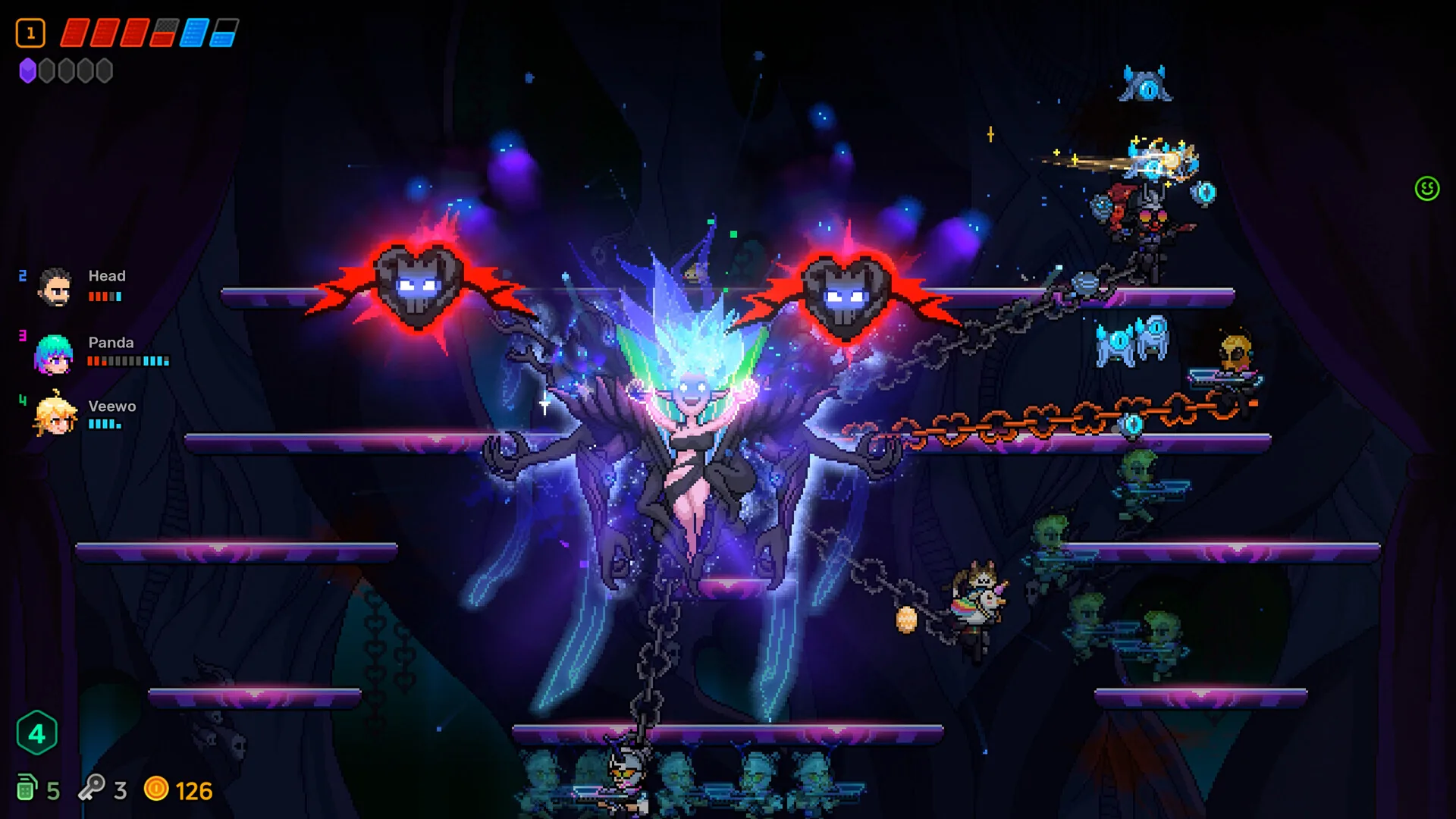 Neon Abyss 2 Steam screenshot of a boss encounter